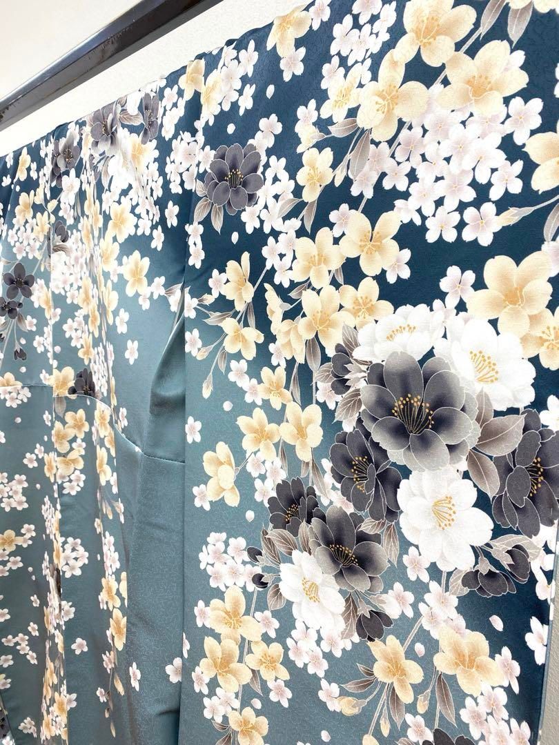 ポリエステル振袖 豪華 桜 紋意匠 ぼかし八掛 身丈168cm 新品未使用品 
