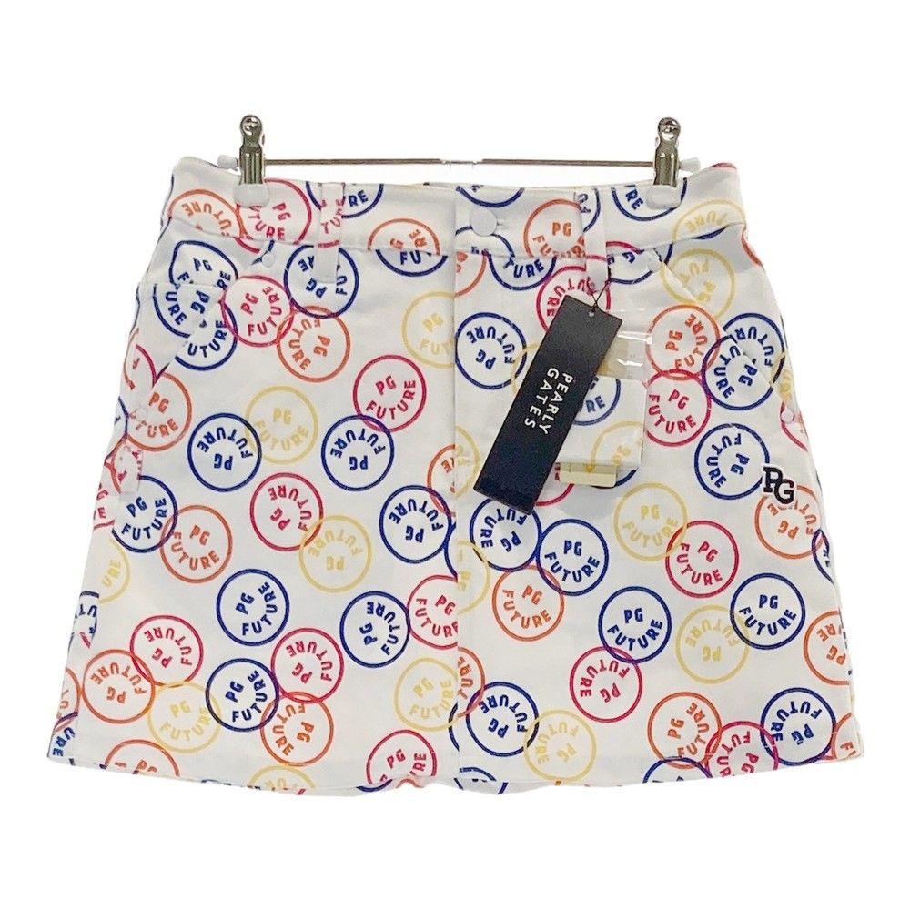 サイズ 0 PEARLY GATES パーリーゲイツ ストレッチスカート FUTURE NICO ニコちゃん 総柄 ホワイト系 240101457144 ゴルフウェア レディース ストスト