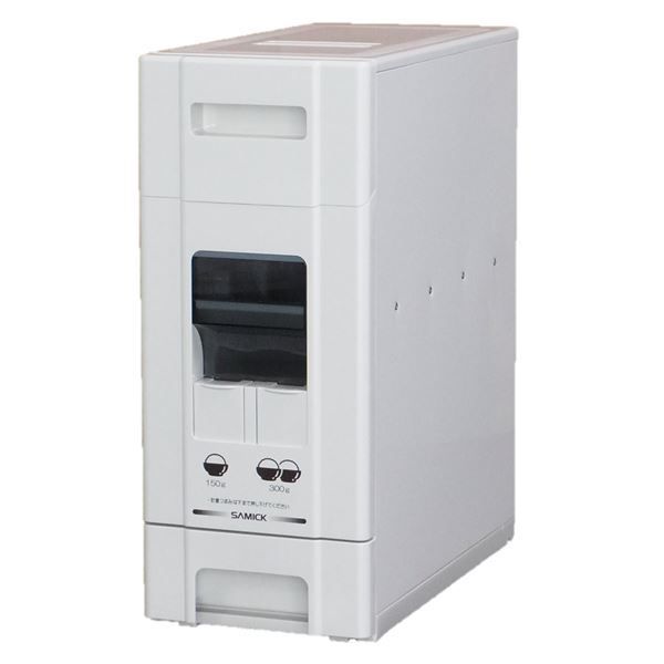 コンパクト ライスストッカー 米びつ マイルドホワイト 12kg収納 幅19cm 無洗米兼用 〔キッチン 台所〕