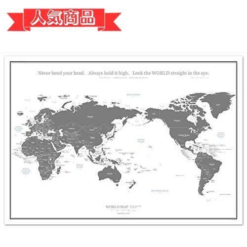 happy-shopsA1_グレー ミニマルマップ 世界地図 シンプル で おしゃれ な インテリア ワールド マップ (A1， グレー)