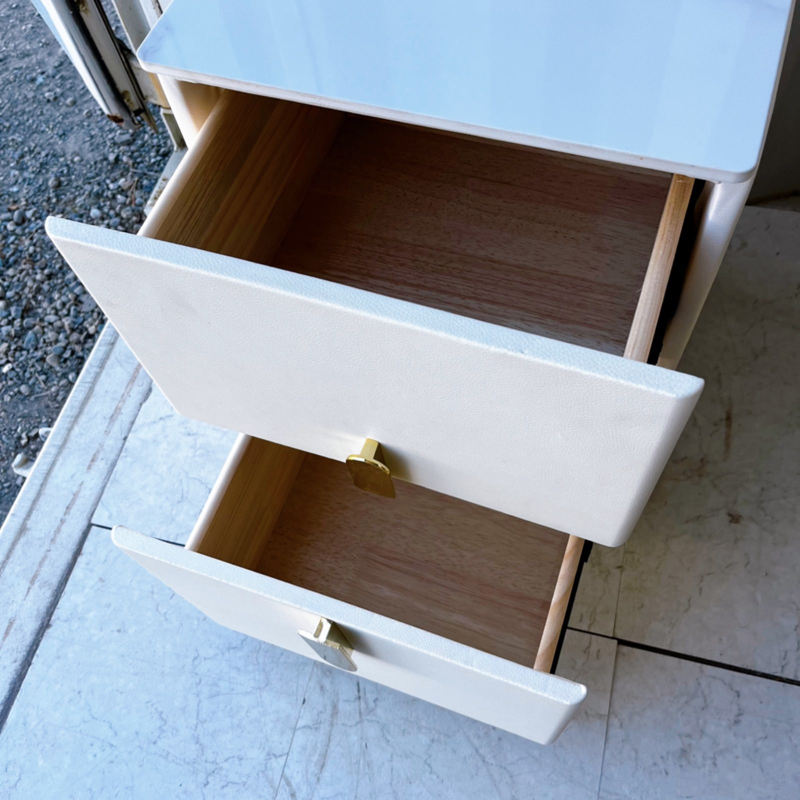 取付無料！LED付きミラー キャビネット アンティーク調姫系ドレッサーセット✨ 取付無料！LED付きミラー キャビネット アンティーク調姫系ドレッサー