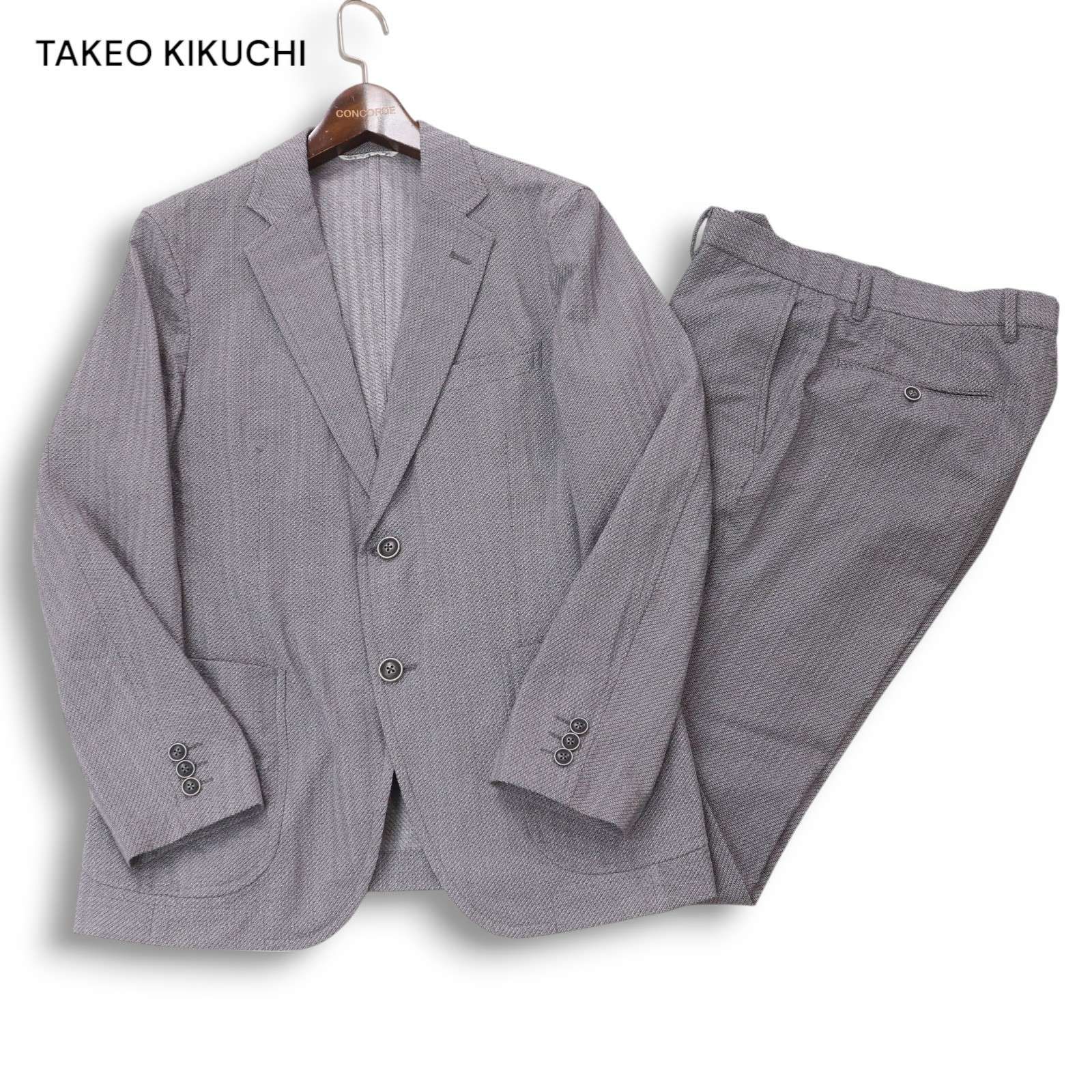 【未使用級】タケオキクチ スーツ セットアップ ヘリンボーン グレー M TAKEO KIKUCHI（タケオキクチ） セレモニースーツ セットアップ 「3