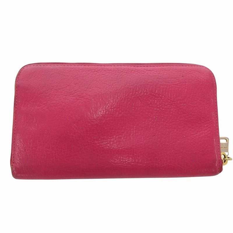 ミュウミュウ miumiu 長財布 ウォレット レザー ラウンド