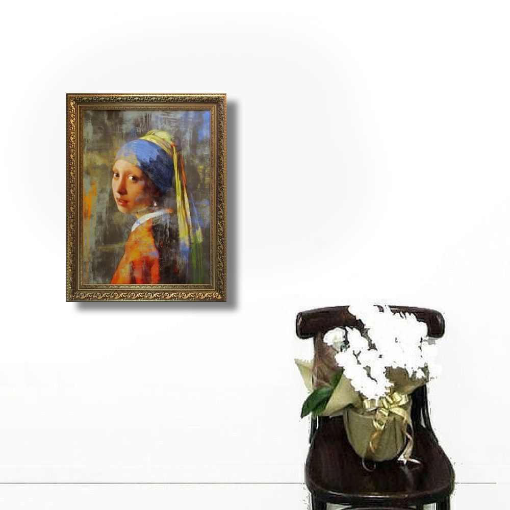 【在庫HOT】商品実物の写真ですフェルメール　『絵画芸術（アトリエ）』　本物の油絵による複製画　Ｆ20号　絵画　油彩 その他