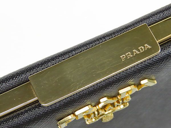 美品】 プラダ PRADA サフィアーノ ライトフレームバッグ ショルダー