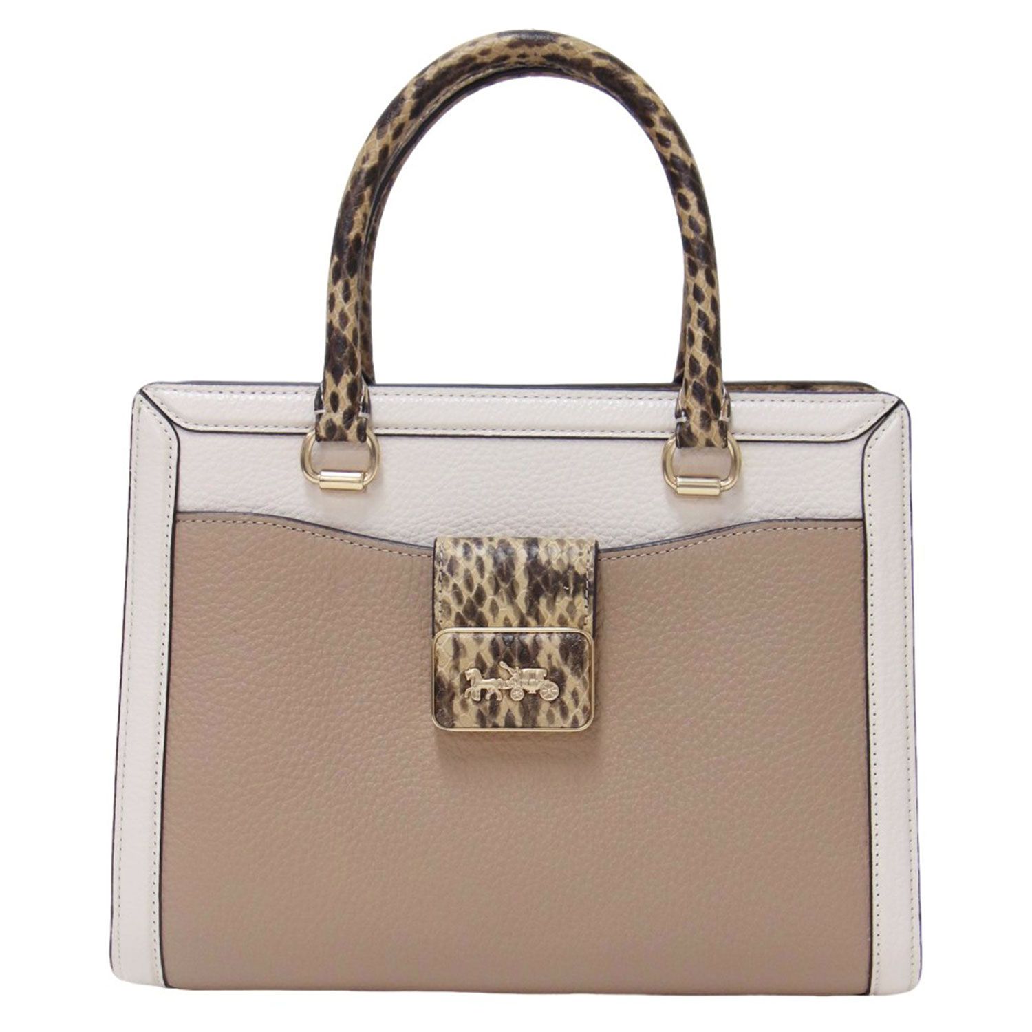 COACH コーチ バイカラー アニマル柄 コンビ レザー ハンドバッグ 