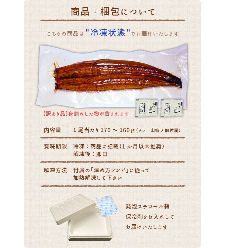国産うなぎ長蒲焼き(160g～170g)×2尾セット タレ・山椒付き-2