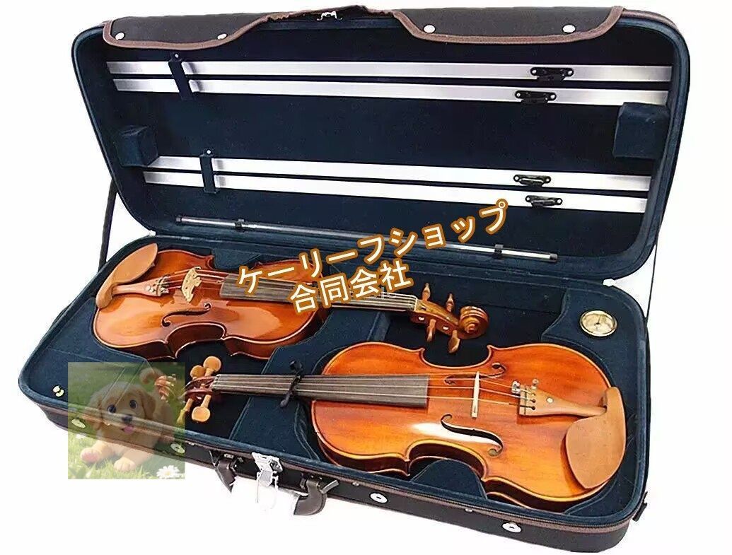 木製 4|4サイズ対応 バイオリン＆ビオラ用 2本収納 ハードケース