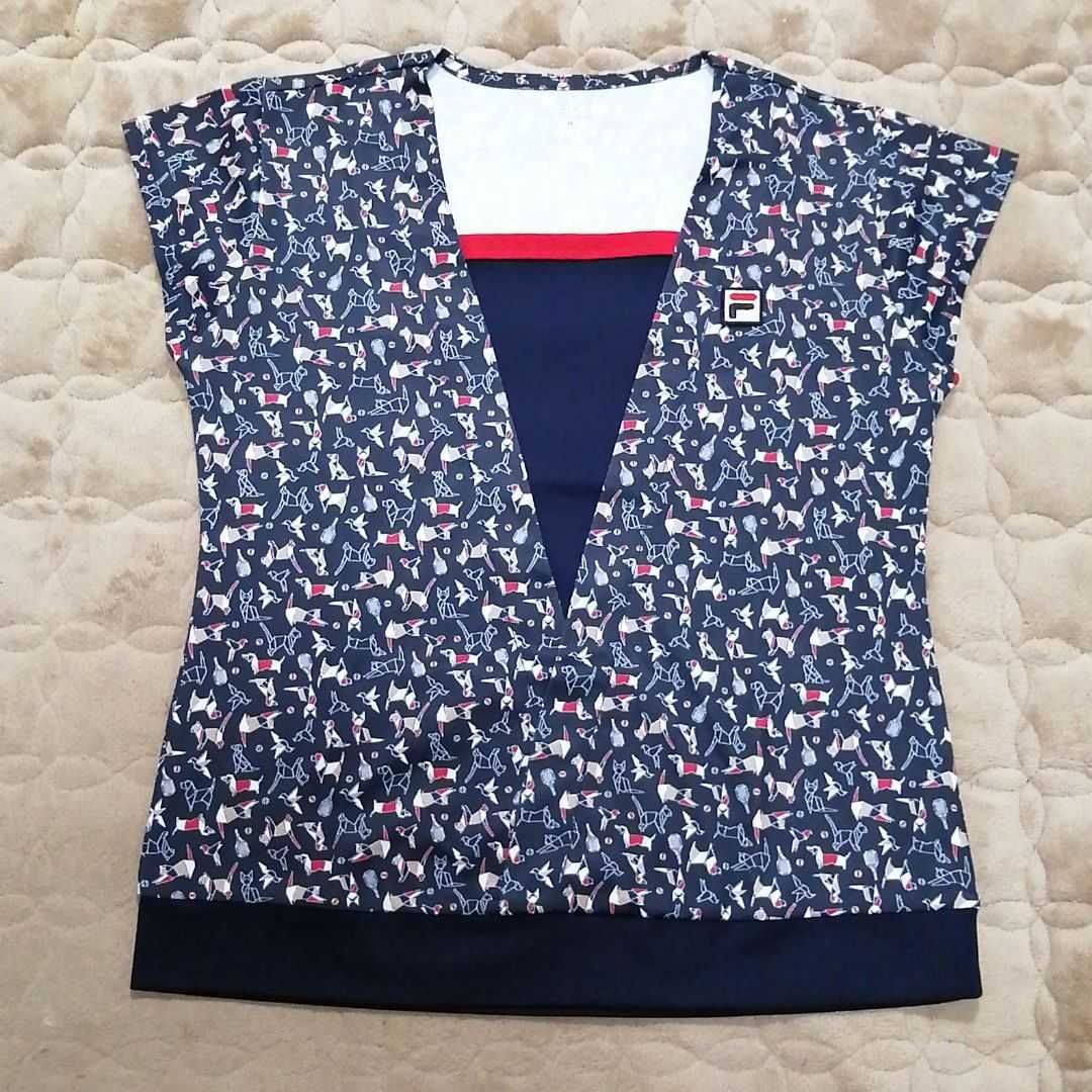 FILA ネイビー プリーツスコート上下セット テニス】エンボスドットメッシュ プリーツスコート レディース