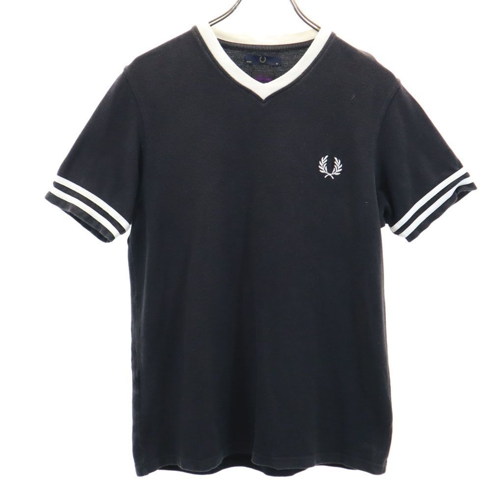 フレッドペリー 半袖 Tシャツ 38 ブラック系 FRED PERRY 鹿の子 メンズ 古着 【240331】