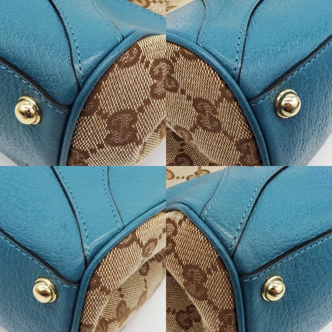 【再入荷】 美品GUCCI グッチワンショルダーバッグジャッキーGG柄レザー青 バッグ