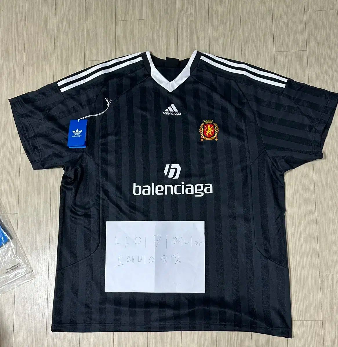 【雷市場（ポンジャン）商品韓国直送】3 BALENCIAGA(バレンシアガ) adidas(アディダス) フットボール Tシャツ 黒