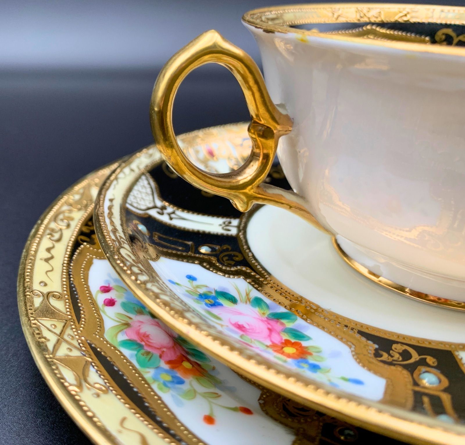 オールドノリタケ・ラスター彩塔橋河畔紋図 キャビネットカップ