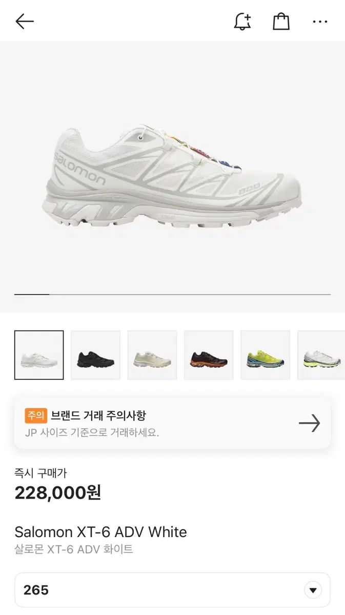 265 SALOMON サロモン xt ー 6 adv 白
