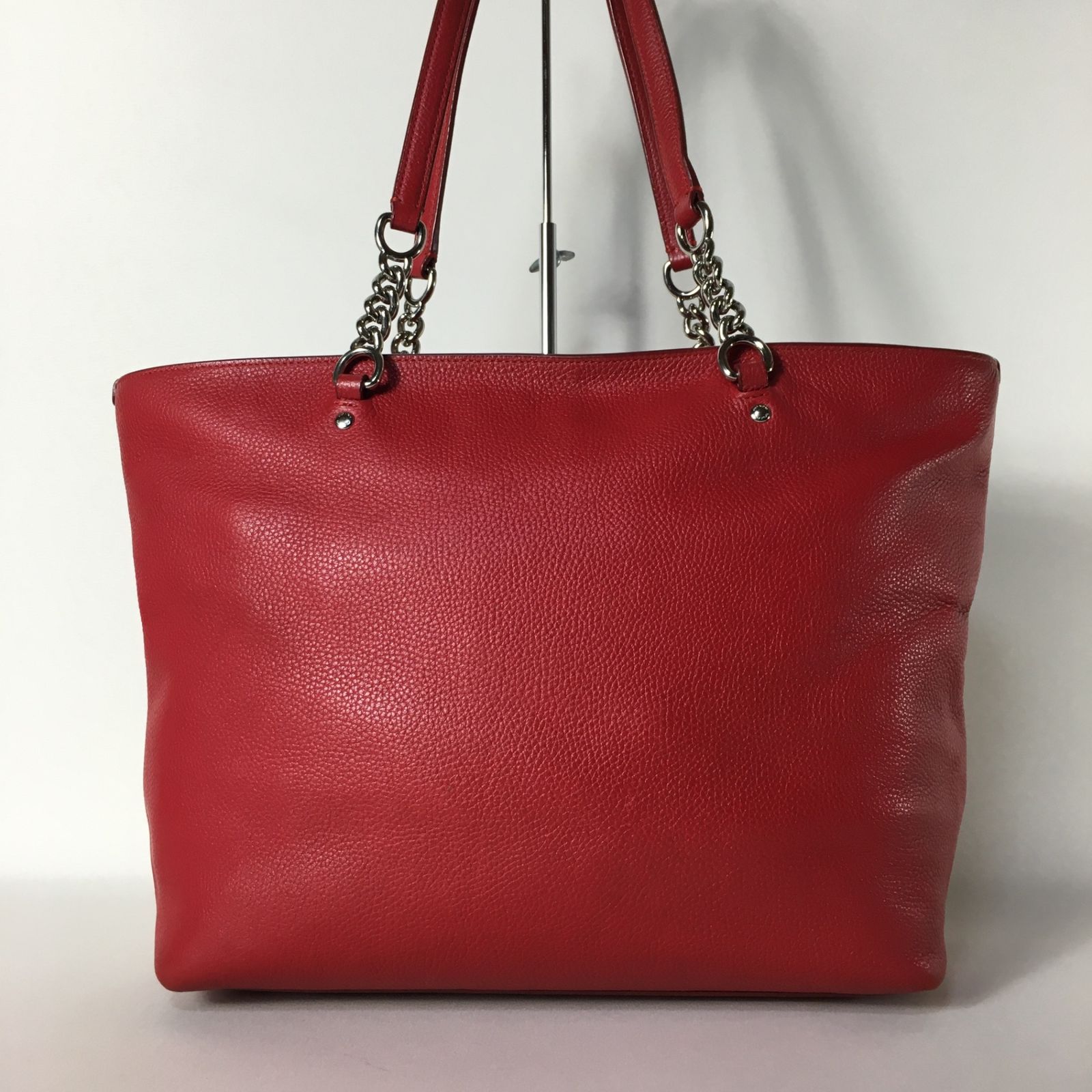 2505-309｜コーチ トートバッグ レザー レッド チェーン