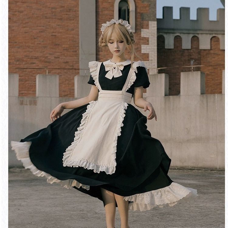 新作】ロリータ 女僕風 古典クラシカル メイド服 短め＆長めOP
