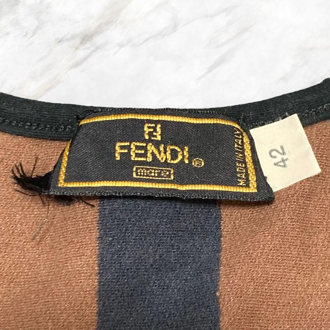 訳あり】FENDI フェンディ パイル地 ストライプ ペカン柄 T