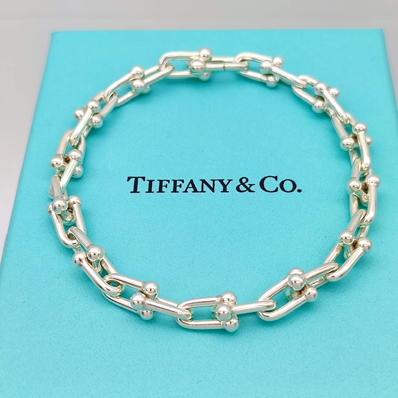 【美品】Tiffanyティファニーハードウェアスモールリンクブレスレットラージシルバー925