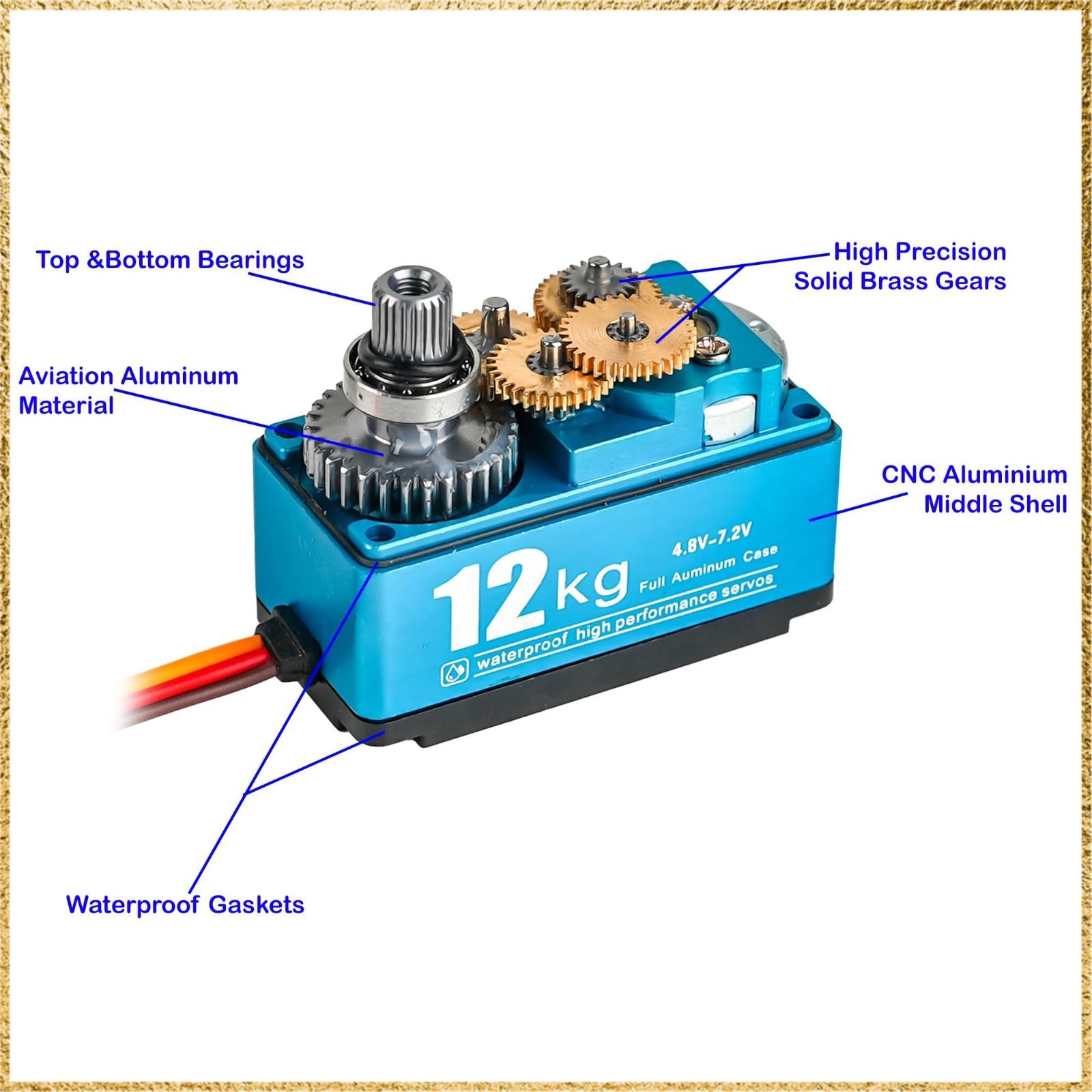 送料無料 DIYmall 12KG デジタルサーボ 高トルク フルメタルギア 180度 7.4V 防水 ロボット RC サーボ 1/10 1/8 車用