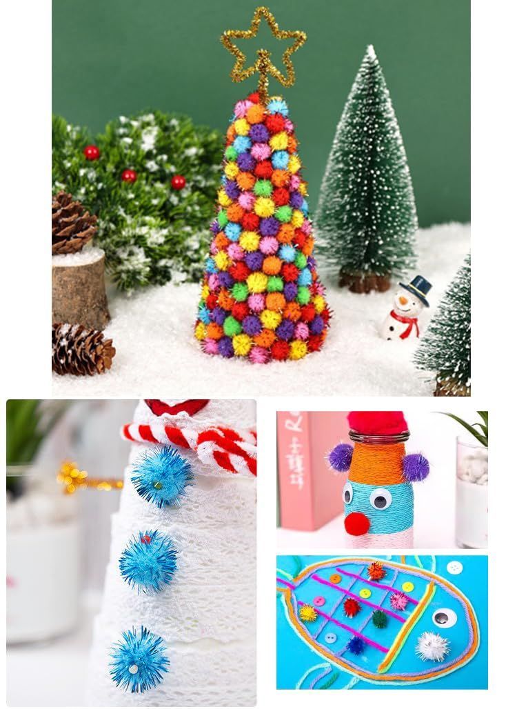 カラフルポンポンのミニクリスマスツリー ポンポン 毛糸のクリスマスツリー - olioli-made | minne 国内