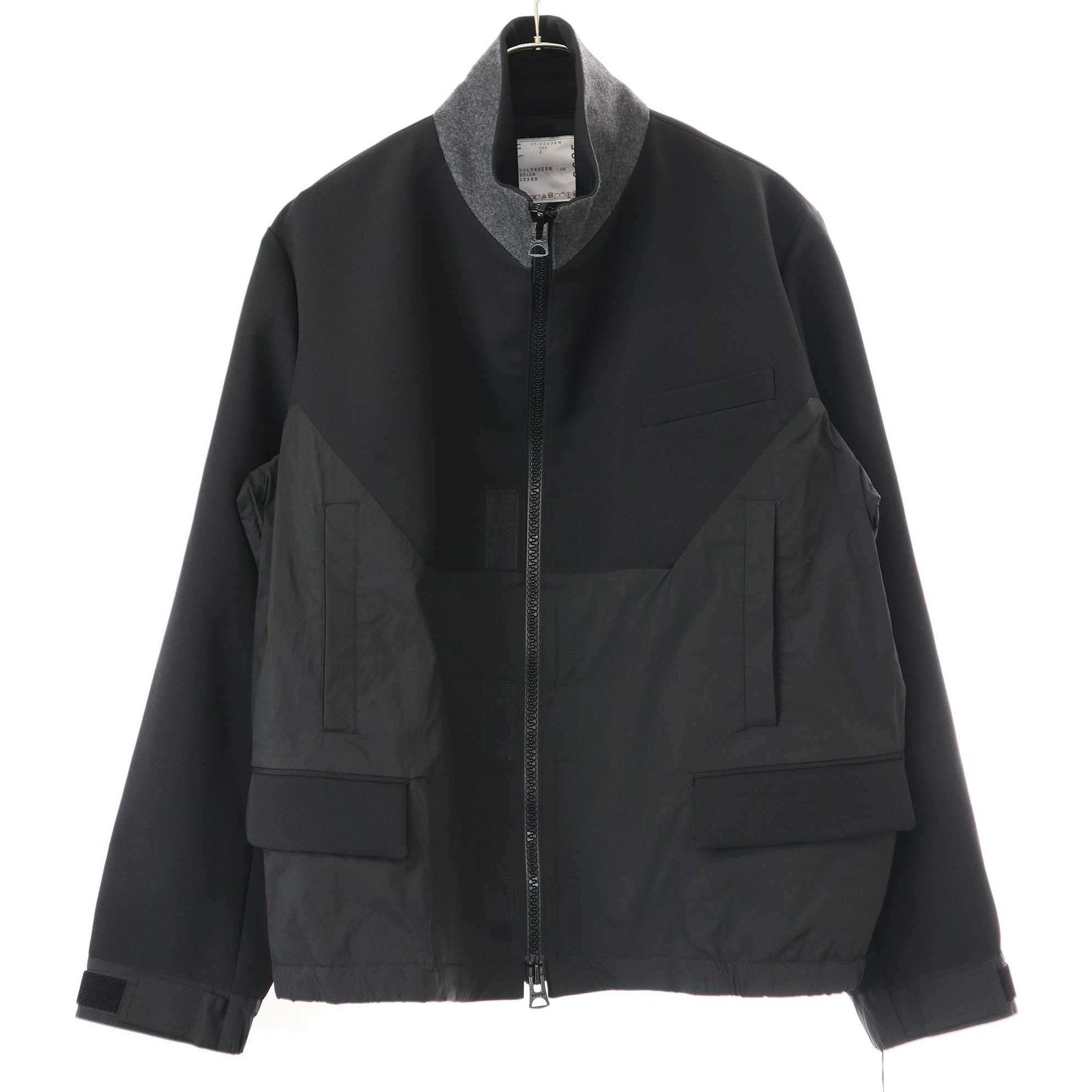 sacai サカイ 25SS Matelasse Twill Mix Jacket ミックスジップアップジャケット 25-03635M ブラック 3