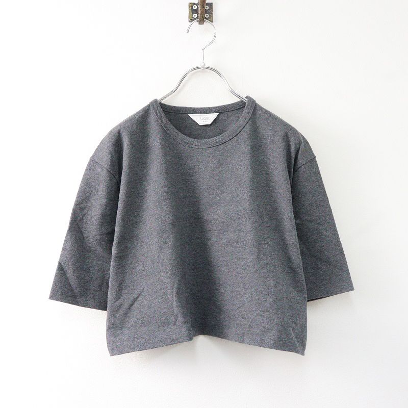 美品 2024SS スローブイエナ SLOBE IENA サイロスパンコンパクトTEE/グレー Tシャツ カットソー ショート丈 半袖【2400014127911】