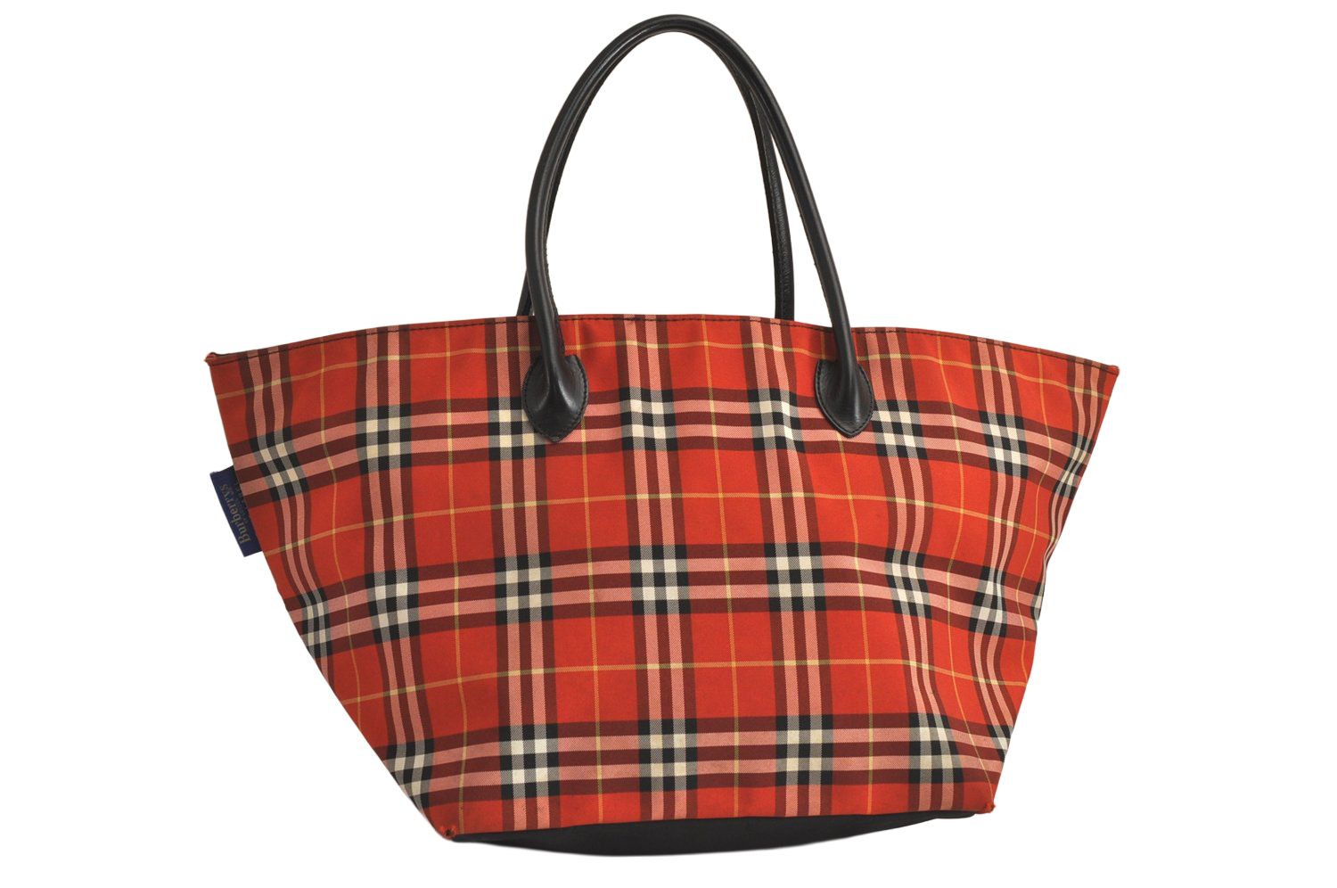 Burberrys BLUE LABEL バーバリーズ ブルーラーベル チェック柄 ショルダートートバッグ ナイロン レザー レッド 5564M