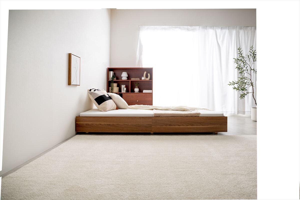 セミダブル】Slib すのこローベッド(ボンネルマットレス付き) ナチュラル