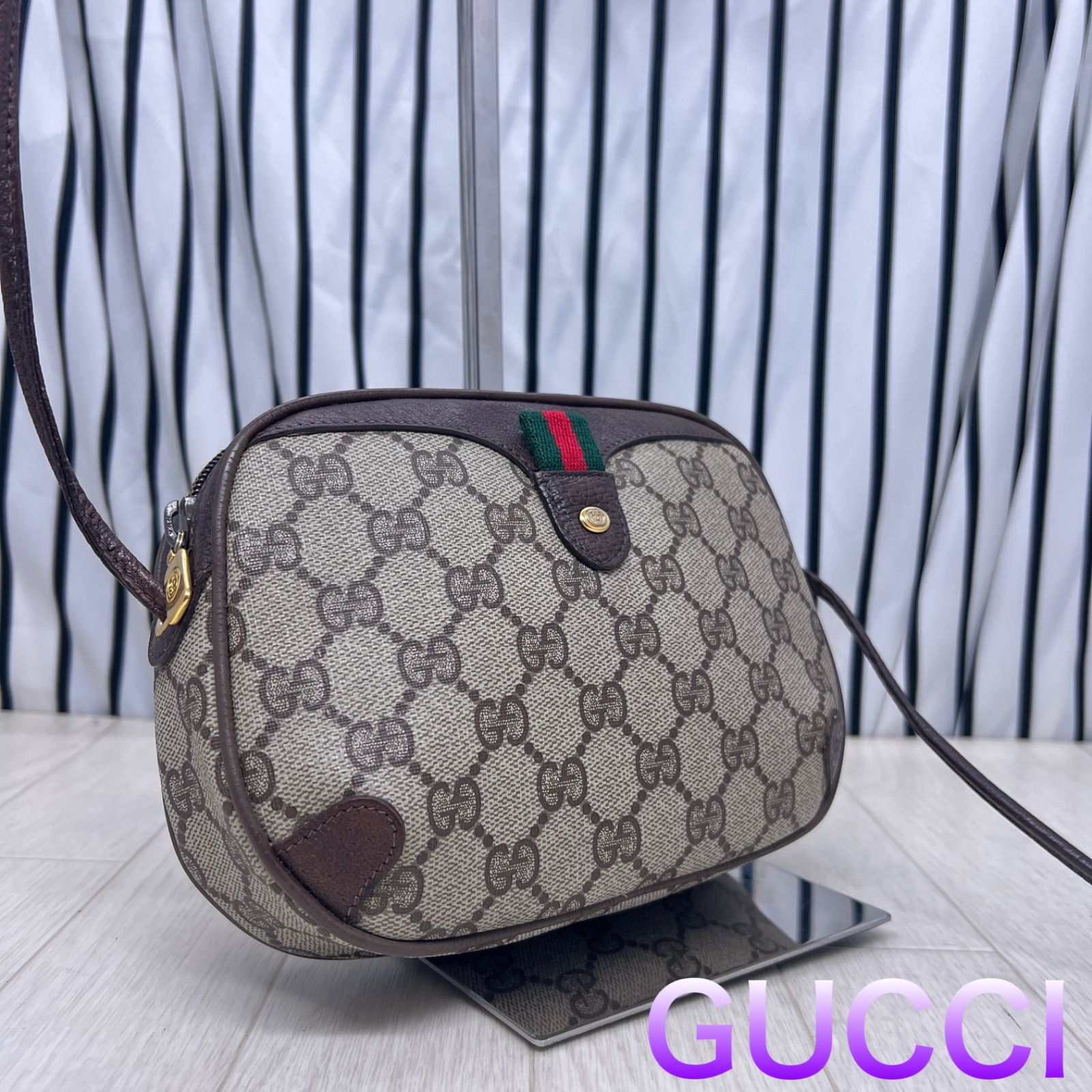 【美品】GUCCI オールドグッチシェリーラインPVC斜めがけショルダーバッグ