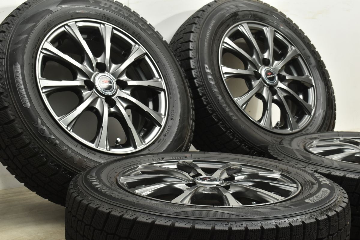 バリ溝 AIRNOVA 14in 5.5J 42 PCD100 ダンロップ ウインターマックス WM02 175 70R14 アクア ヤリス ヴィッツ フィット デミオ