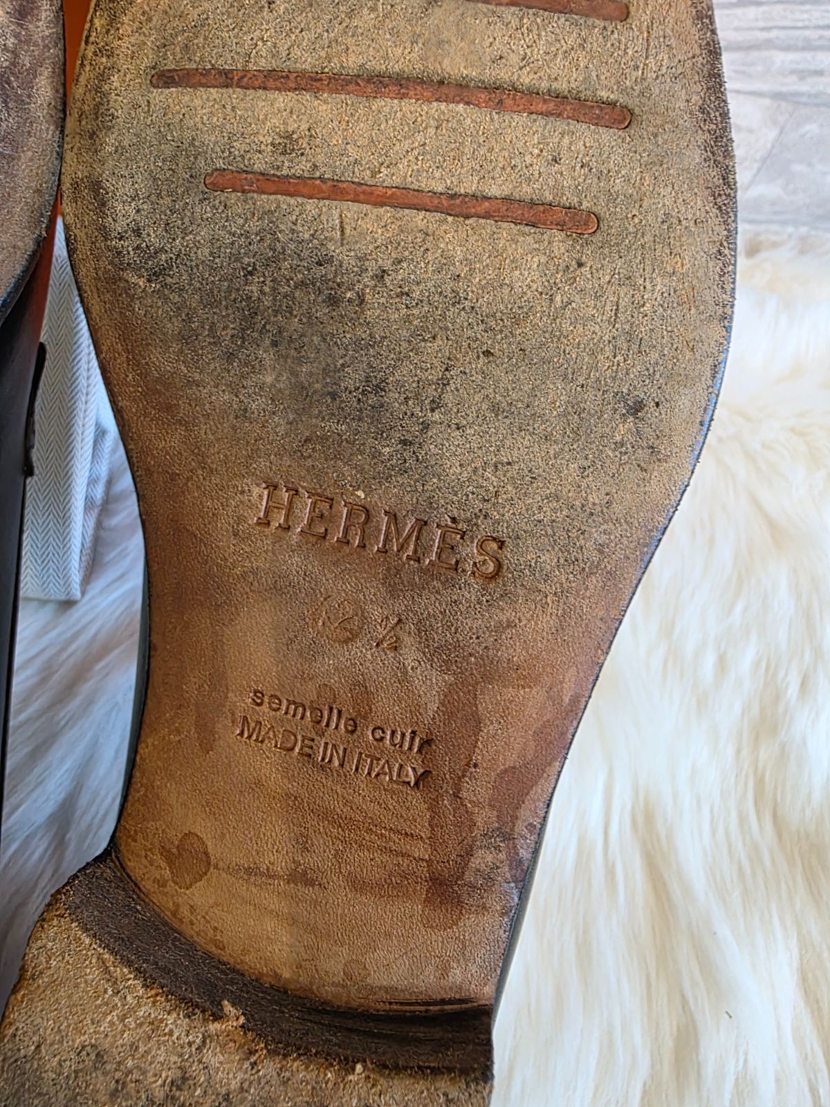 ☆HERMES( エルメス ) シェーヌダンクル 飾り付き ローファー 革靴 