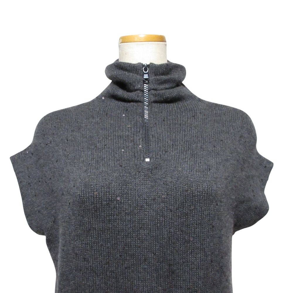 美品 Brunello Cucinelli ブルネロクチネリ スパンコール ハーフジップ 