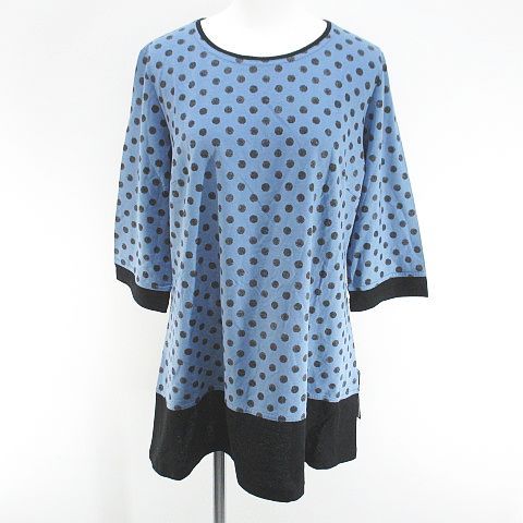 未使用品 ルイテミス LUITHEMIS 水玉 ドット 七分袖 Tシャツ カットソー 44 水色 ライトブルー 日本製 タグ付 レディース ルイテミス LUITHEMIS 水玉 ドット 七分袖 Tシャツ カットソー