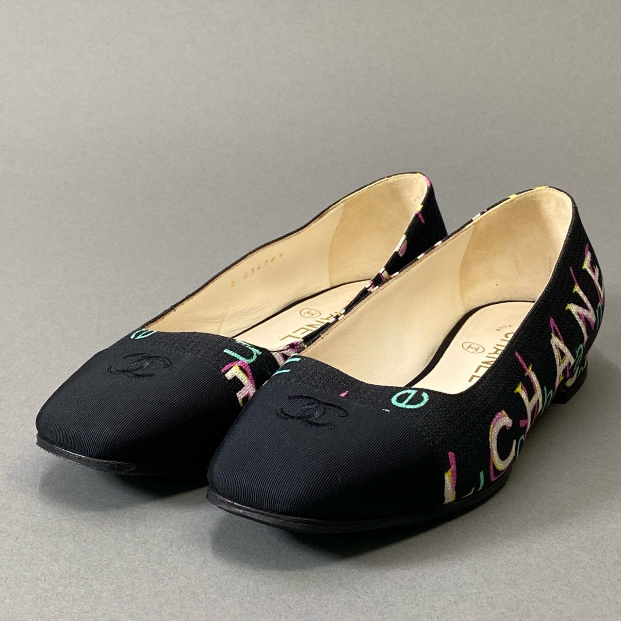 2i18 CHANEL シャネル ココマーク ロゴフラットシューズ G34785 36 ブラック パンプス FLAT SHOES イタリア製t18r