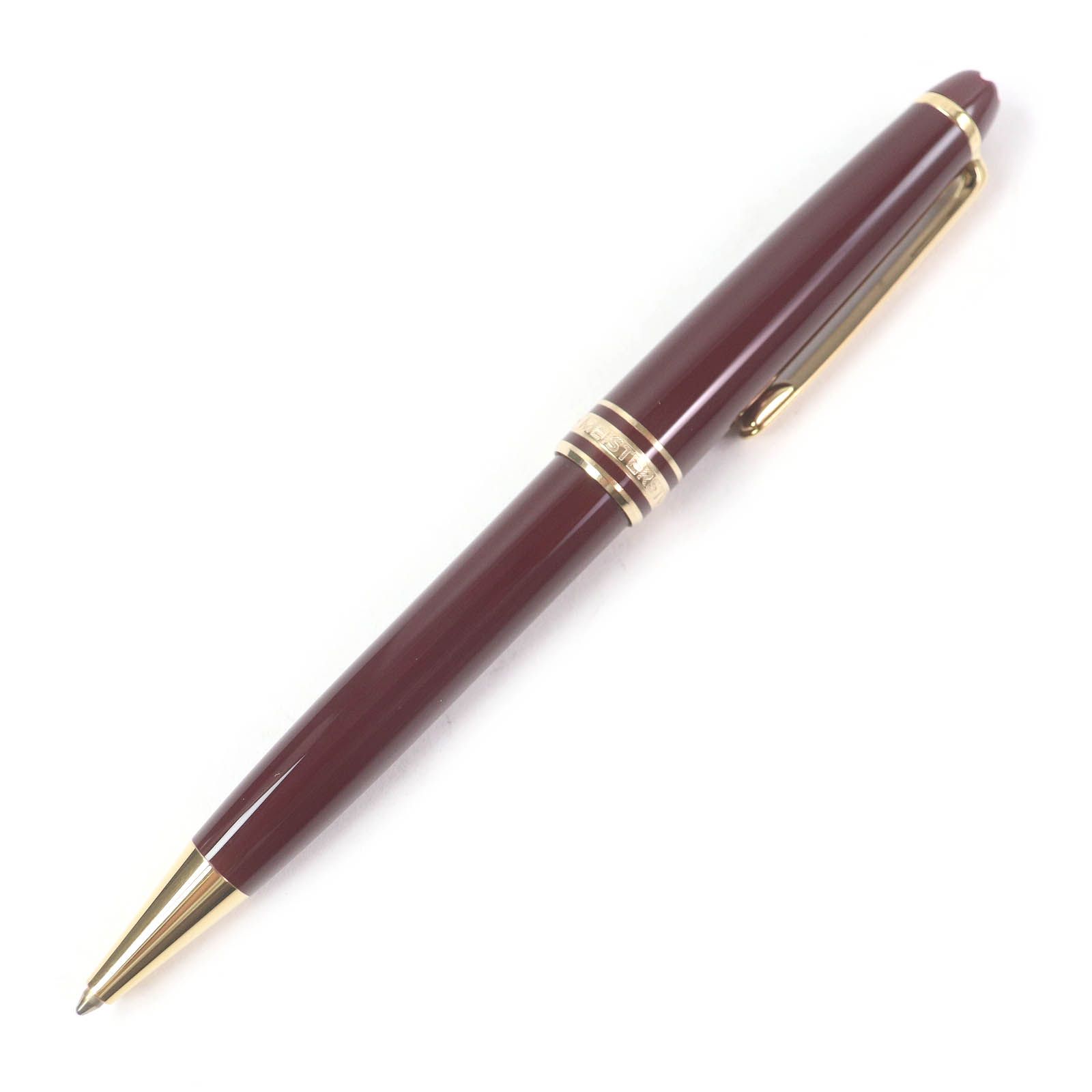 □MONTBLANC モンブラン マイスターシュテュック ホワイトスター ツイスト式 ボールペン ボルドー ゴールド ドイツ製 メンズ 筆記 済み