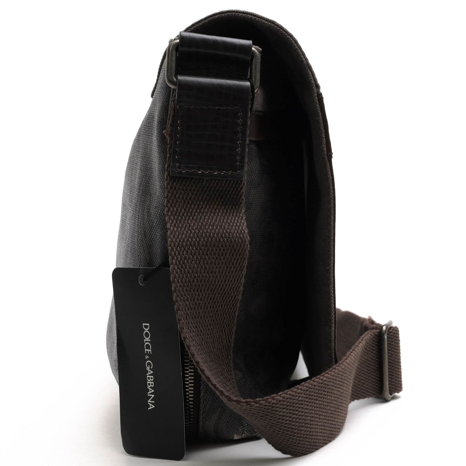 ドルガバ DOLCE＆GABBANA バッグ ショルダーバッグ 鞄 メンズ 男性 男性用 コットン 綿 キャンバス レザー 革 ダークブラウン 茶 ブラウン BM1199 A8228 8N825 MESSENGER CANVAS フラップ式 メッセンジャーバ CAMPINGPARCCENTRAL_COM