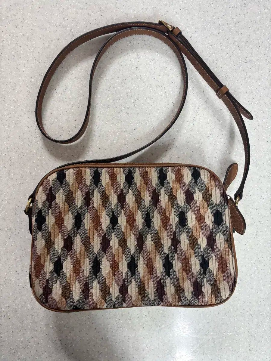 ダックス DAKS ブラウンチェック プリーツ クロスバック