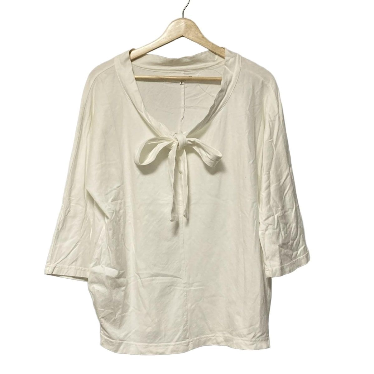 COMMEdesGARCONS JUNYA WATANABE コムデギャルソンジュンヤワタナベ 七分袖カットソー サイズS レディース - 白 ボウタイ