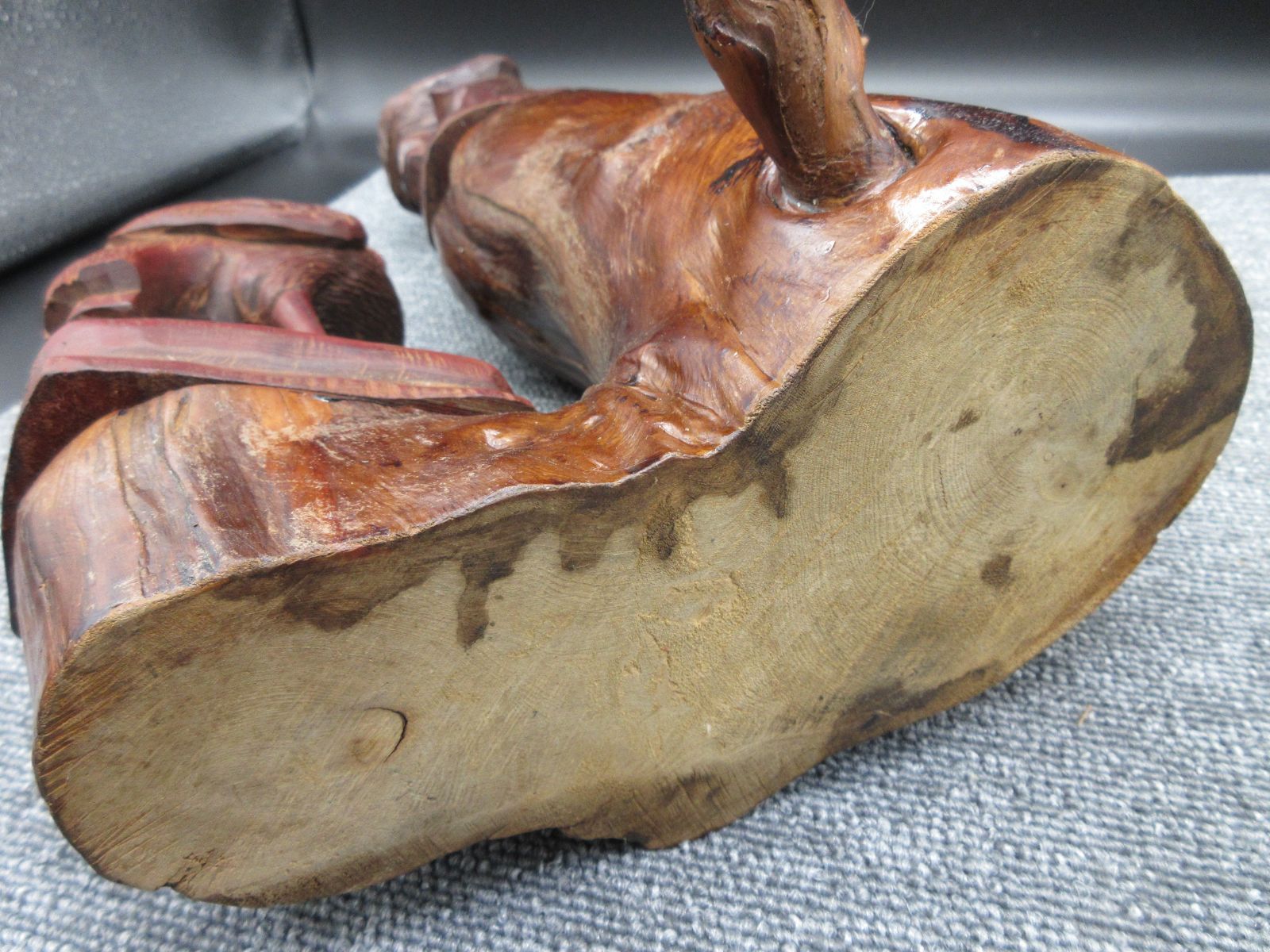 ツル３わの木彫り置物　骨董 木彫り 彫刻 鶴 つる ツル 2羽 特殊造形台付 置物 アンティーク レア物