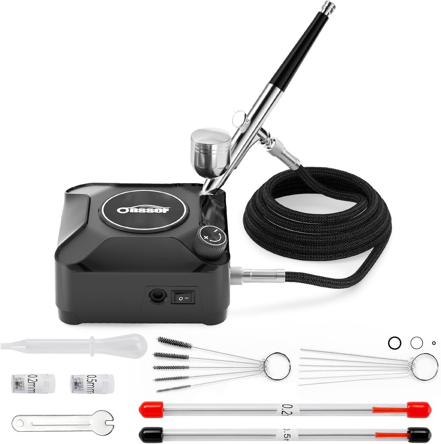 新品【正規品】new エアブラシ キット ダブルアクション 3種ノズル 0.2mm 0.3mm 0.5mm 9ccカラーカップ エアーフィルター付き 美容彩色 | 0.2mm口径 3種カップエアブラシ スーパーファインタイプ