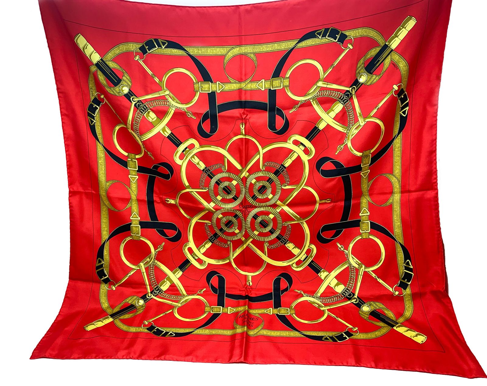 エルメス ツイリー Eperon d'or 黄金の拍車 スカーフ オレンジ マルチ