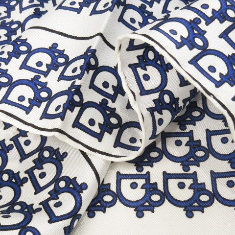 クリスチャンディオール Christian Dior スカーフ スクエア シルク 絹 トロッター ロゴ 総柄 青 ブルー |CK23 GY11 STEELWINDOWSANDDOORS_COM