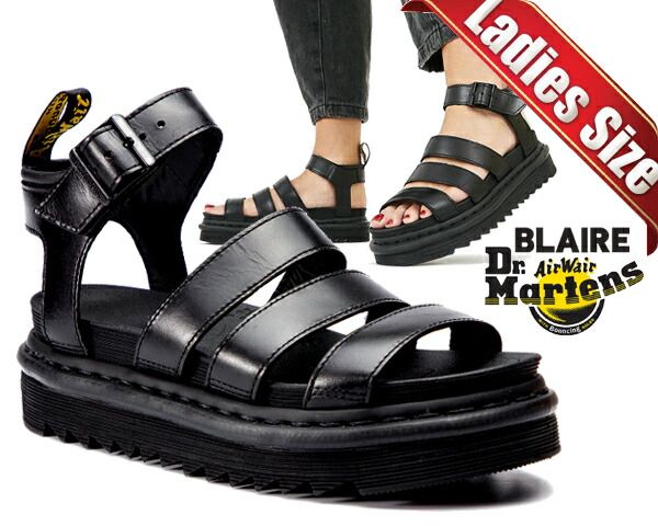 ドクターマーチン ブ ストラップ サンダル Dr.Martens BLAIRE BLACK BRANDO 24191001 ZEBRILUS ブラック シャークサンダル ZIGGY ソール グラディエーター
