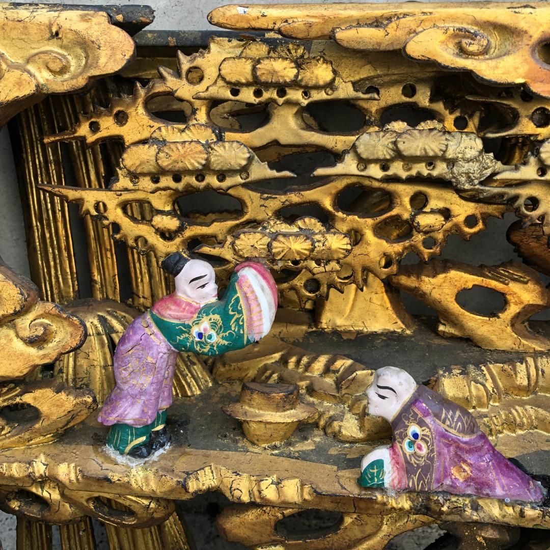 極彩色 金色 欄間 古美術 時代彫刻 建具部材 #842 極彩色 金色 欄間 古美術 時代彫刻 建具部材 #842 - メルカリ