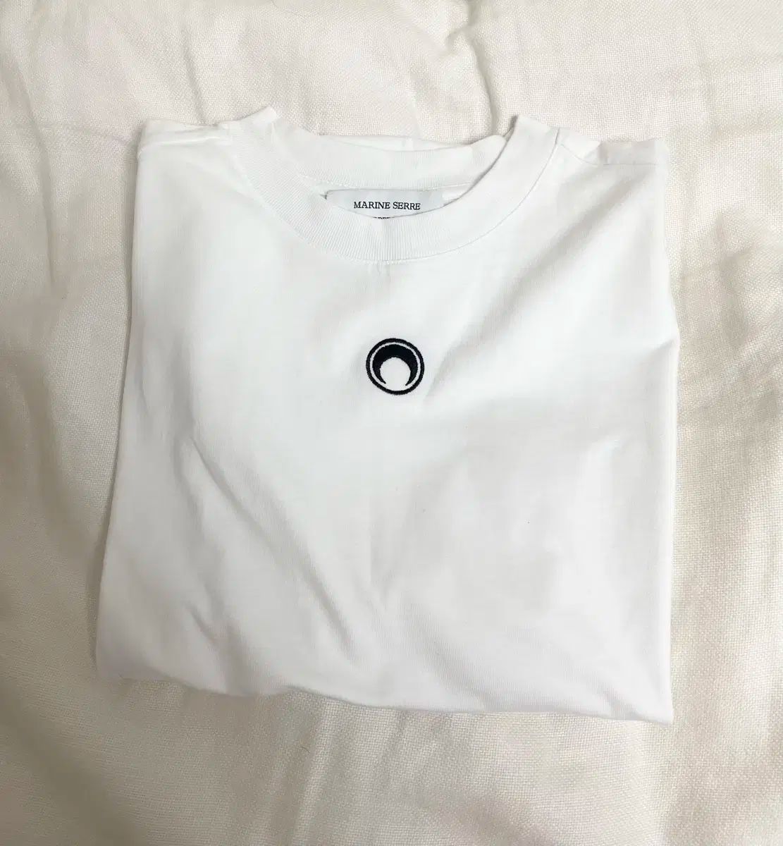 国内発送 MARINE SERRE ムーン オーガニック コットン Tシャツ MARINE SERRE オーガニックコットン無地Tシャツ ブラック