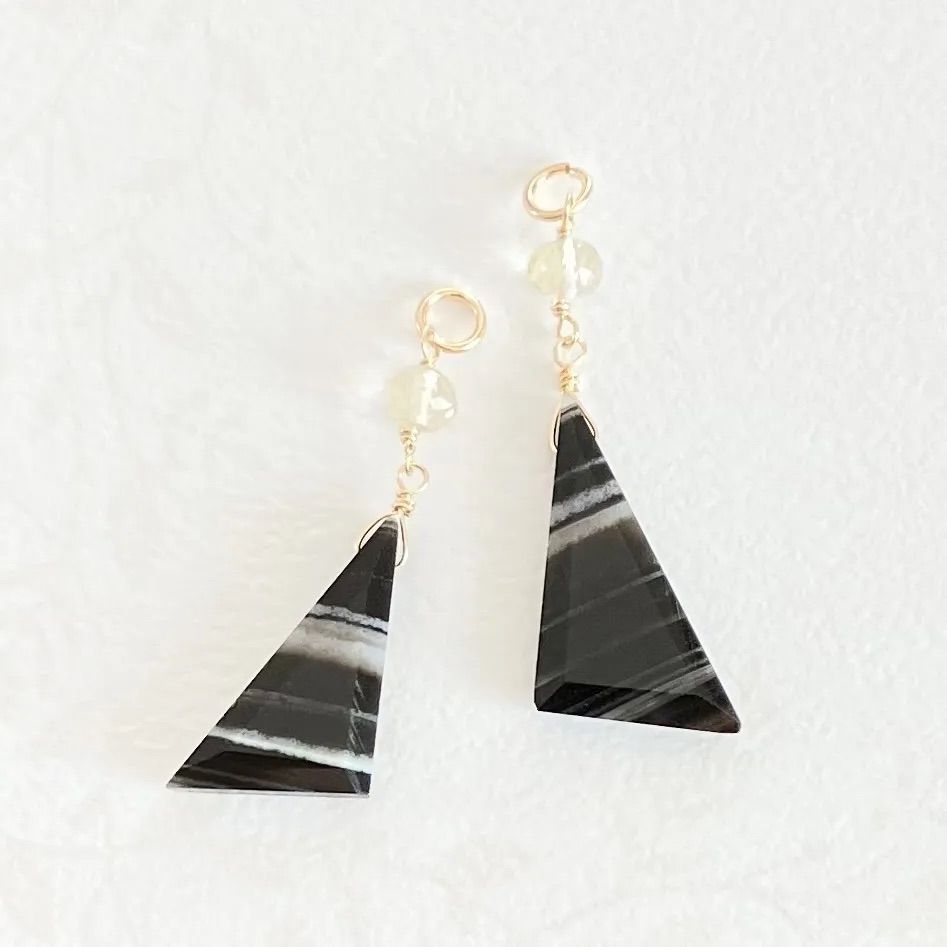 ❇️ストライプ❇️ブルーシャイニングクォーツの14kgfチャーム