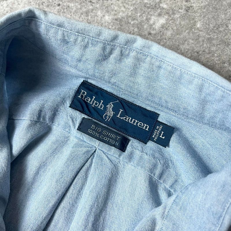 BIG SHIRT 90s RALPH LAUREN 100% コットン シャンブレー 長袖 ボタン