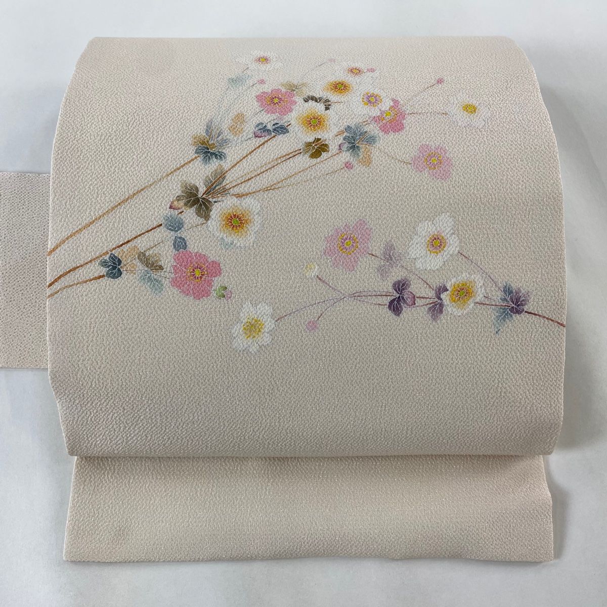 専用ページ縮緬 名古屋帯 正絹 素敵な花 九寸U-6505 専用ページ縮緬 名古屋帯 正絹 素敵な花 九寸U-6505 専用ページ縮緬