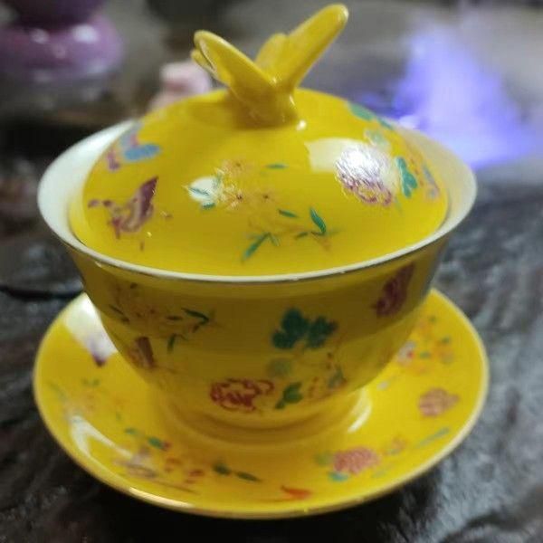 中国茶器 蝶恋花三才蓋碗 茶碗 茶道具 煎茶器 新品未使用 - メルカリ