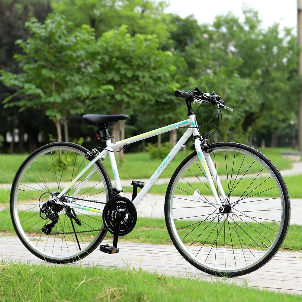 Y2450クロスバイク 700c自転車21段変速 シマノ製軽量 スタンド付グレー Y2450クロスバイク 700c自転車21段変速 シマノ製軽量 スタンド付グレー